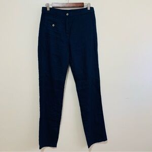 120% Lino Navy Blue Linen Straigh leg pants size 38/6